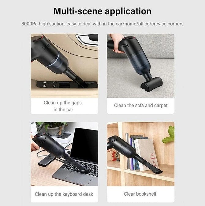 Local Kiwi Deals Wireless Handheld Car Vacuum Cleaner with 8000Pa Suction - Black