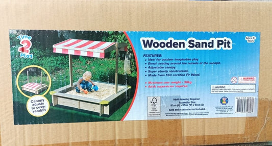 Local Kiwi Deals Wooden Sand Pit With Canopy 97x97cm