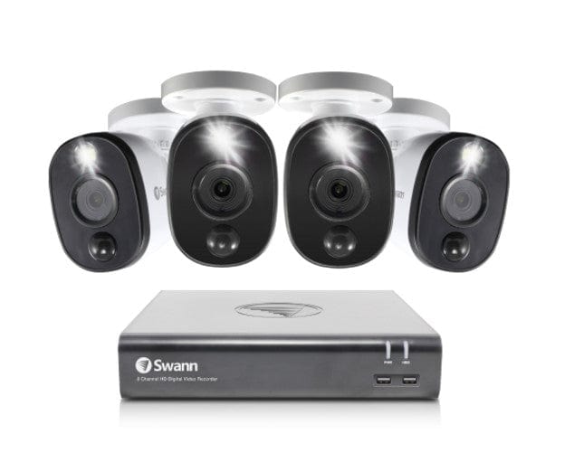Swann Security, Locks and Alarms Swann 4CH 1080p DVR Kit with 4 x 1080p PIR Bullet Cameras with Warning Spotlights