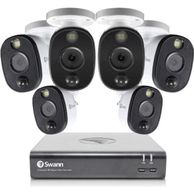 Swann Security, Locks and Alarms Swann 8CH 1080p DVR Kit with 6 x 1080p PIR with Warning Spot Lights Cameras (SWDVK-845806WL)