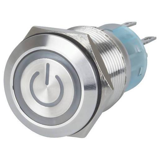 Blue 19mm IP67 Metal Pushbutton Momentary Switch with Iluminated Power Indicator - Local Kiwi Deals