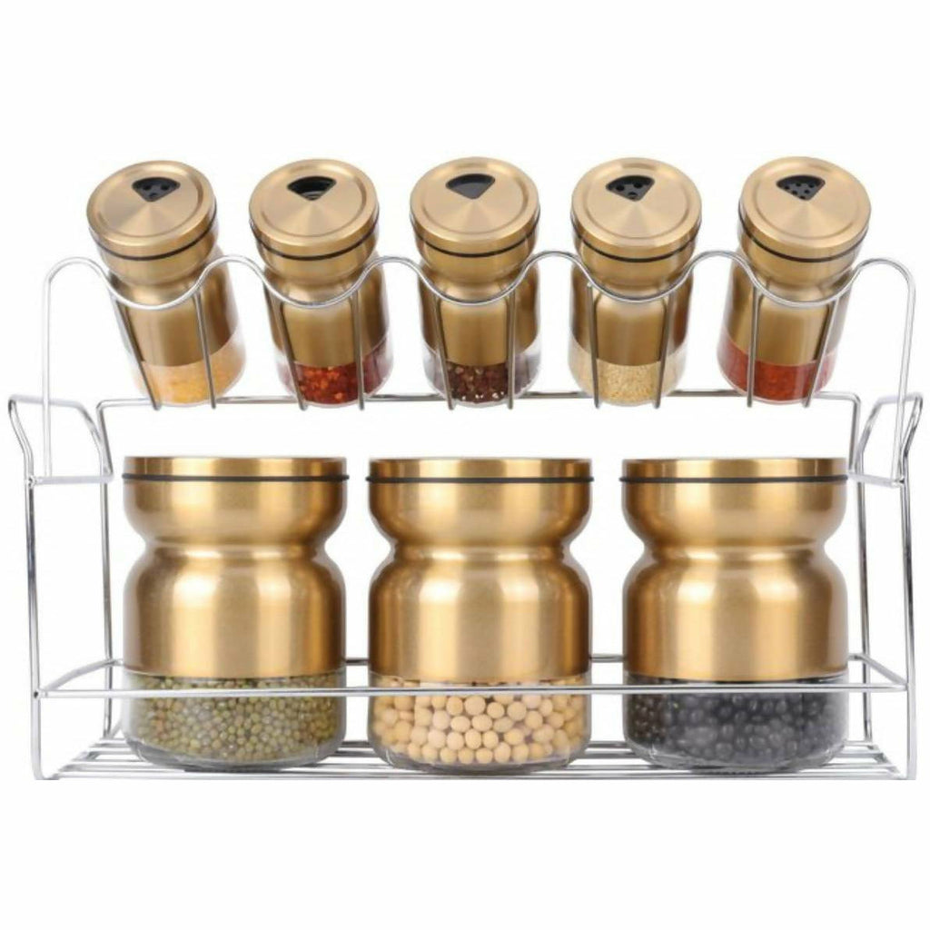 Spice Rack Stand Gold 8pc - Local Kiwi Deals